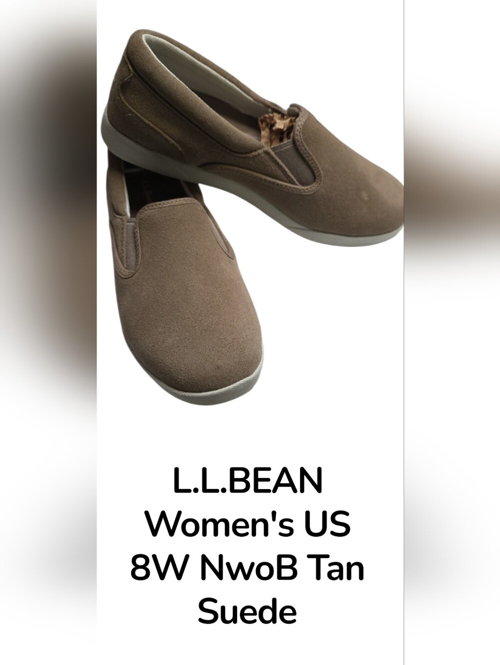 L.L.Bean Women's Slip-On Shoes In Tan Size 8Wide Euc